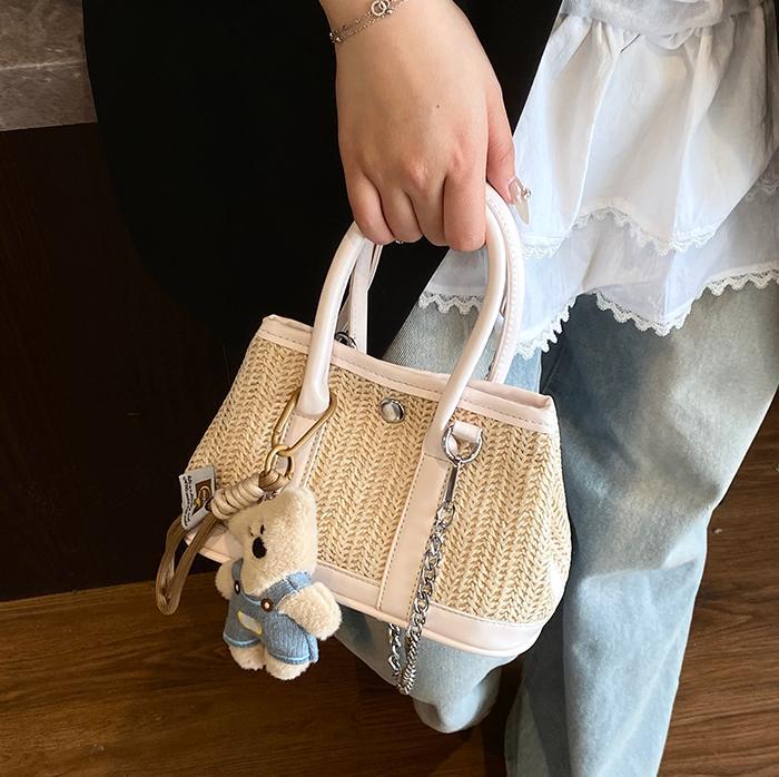 2025 verano nuevo bolso bolso de paja portátil de moda versátil para mujer