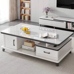 Coffee Table for Living Room, Small Household, Simple Modern Tempered Glass, 2025 New Model, Light Luxury Rock Slab Balcony Small Tea Table