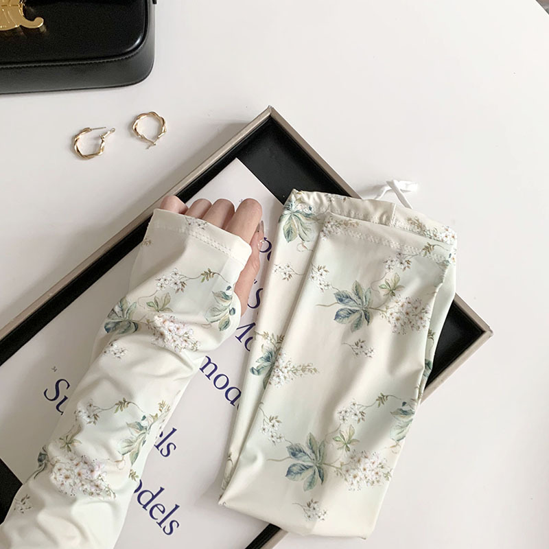 Protector solar manga de hielo manga de seda de hielo nuevo estilo nacional protección UV flor cordón manga de hielo protector de brazo transpirable suelto