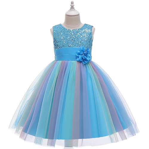 2024 European and American children's puffy dress ins Christmas mesh princess skirt children's clothing foreign trade kids dress