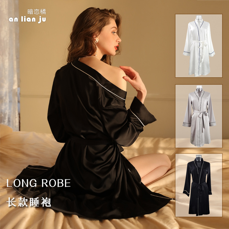 Philippine Yun European and American Morning Gown Pajamas Women's Silk Sexy Cardigan Hotel Nightgown Bathrobe Home Clothes Wholesale 285 Philippine Yun European and American Morning Gown Pajamas Women's Silk Sexy Cardigan Hotel Nightgown Bathrobe Home Clothes Wholesale 285
