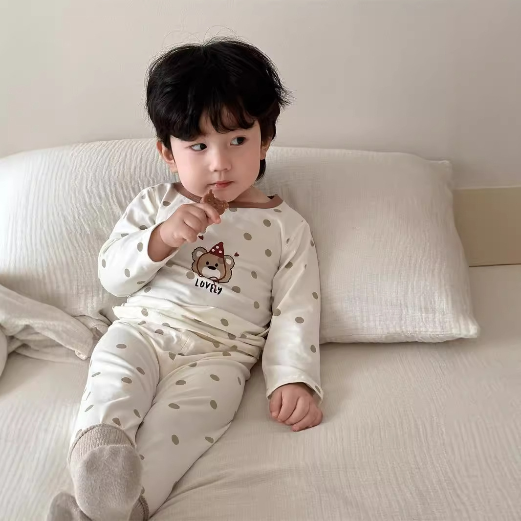 Hombres y niñas ropa de casa set de otoño ropa infantil coreana pijama infantil otoño bebé casa dos piezas set de otoño