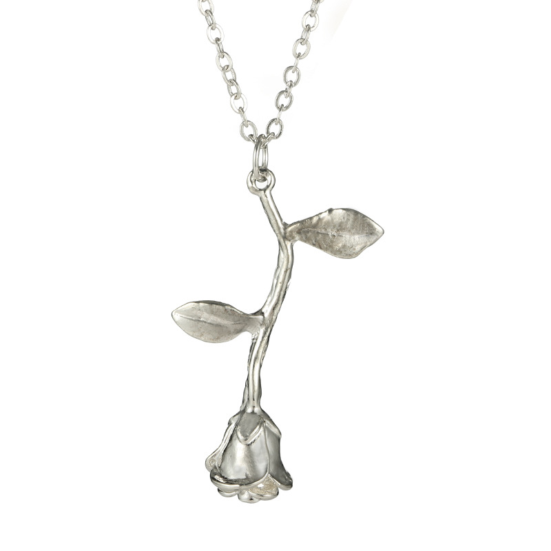 Valentineu0027s Day Rose Alloy Single Simple Love Aluminum Necklace Clavicle Chain Wholesale