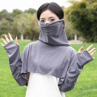 Sun Protection Clothing for Women to Wear Half-Body Summer Cycling Sunshade Pullover Sun Protection Shawl Neck Mask All-In-One Thin Style