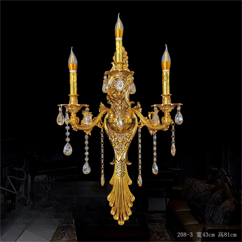 Gran lámpara de pared de cristal francés de lujo retro Villa sala de estar vestíbulo lámpara de pared del hotel lámpara de pared interior europea