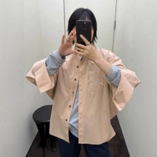 2025 春夏秋简约慵懒剪刀领设计 廓形宽松衬衫上衣女肉桂粉色