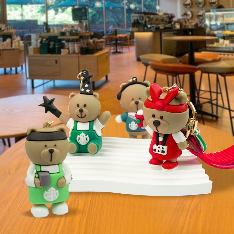 Ключница (Starbucks) милый медвежонок-подвеска, силиконовый ремешок украшение для сумки, мультистиль