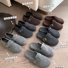 厚底勃肯毛毛拖鞋女外穿2025秋冬新款懒人一脚蹬保暖加绒包头棉拖