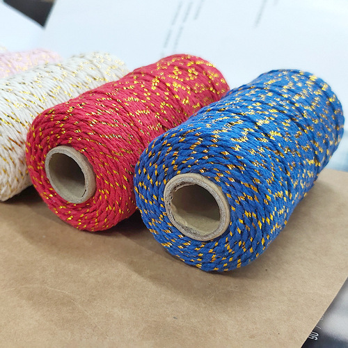 Colored cotton rope with gold thread about 90 meters/roll DIY cotton bundled braided cotton rope, thin rope for wrapping rice dumplings