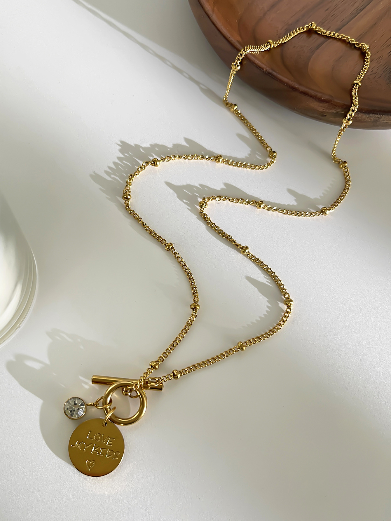 Holiday, Daily Occasion 316L Stainless Steel Letter Heart Shape Waterproof Non Tarnish Surgical Steel Simple Style Classic Style Cuban Link Chain Curb Chain Pendant Necklace For Women's