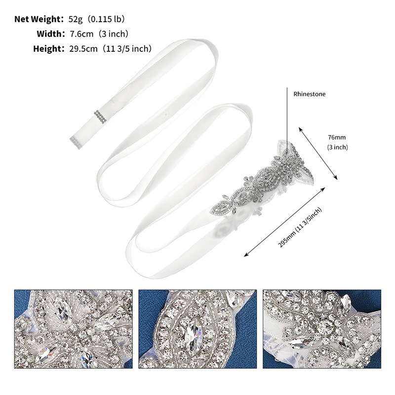 Bridal Belt Wedding Dress Accessories Full Of Diamonds Luxurious Girdle Women's Prom Party Hand-sewn Flowers Rhinestone Wide Belt