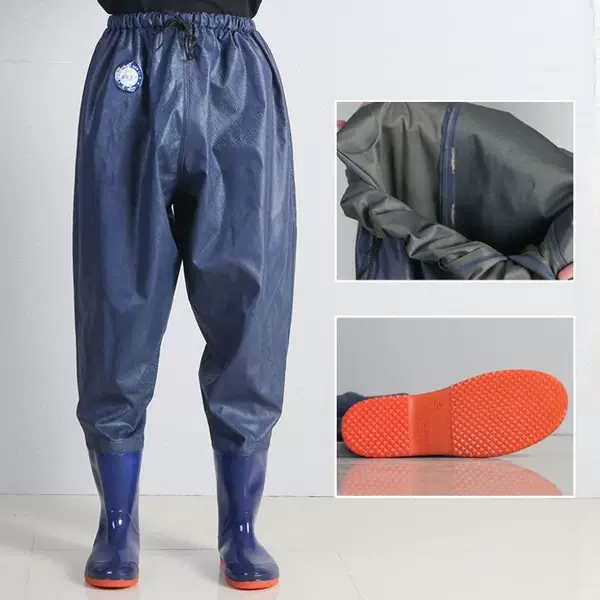 Waterproof wading pants, half-body rain pants, waterproof rice planting shoes, fishing rain boots, one-piece full-body fishing wading pants, thickened and wear-resistant for men