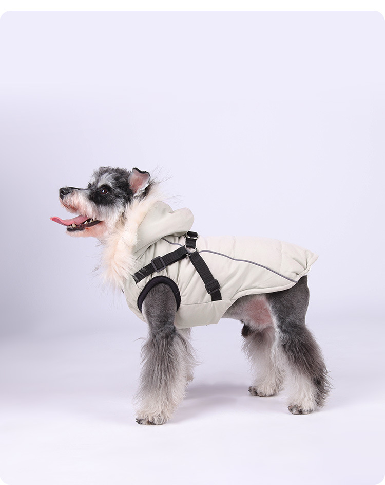 Casaco de inverno para cães acolchoado impermeável com capuz_voghion.com