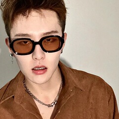 楕円茶色の震え音サングラス男レトロ韓国版新型サングラス紫外線防止ins街拍メガネ卸売り