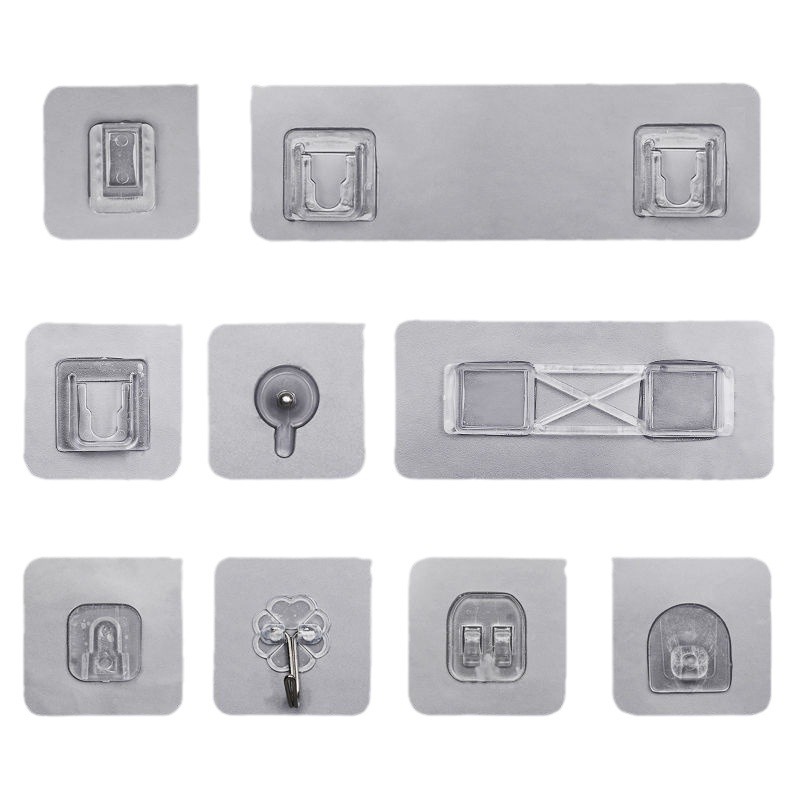 Shelf Multi-Layer Plastic Adhesive Patch Transparent Wall Punch-Free Wall-Mounted Buckle Bathroom Hook