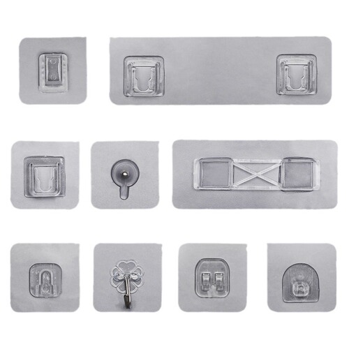 Plastic storage rack spare adhesive patch transparent wall-mounted hook without holes, seamless grip hook