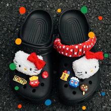 爆款夏威夷凯蒂猫洞洞鞋鞋扣卡通可爱diy可拆卸鞋花装饰拖鞋沙滩