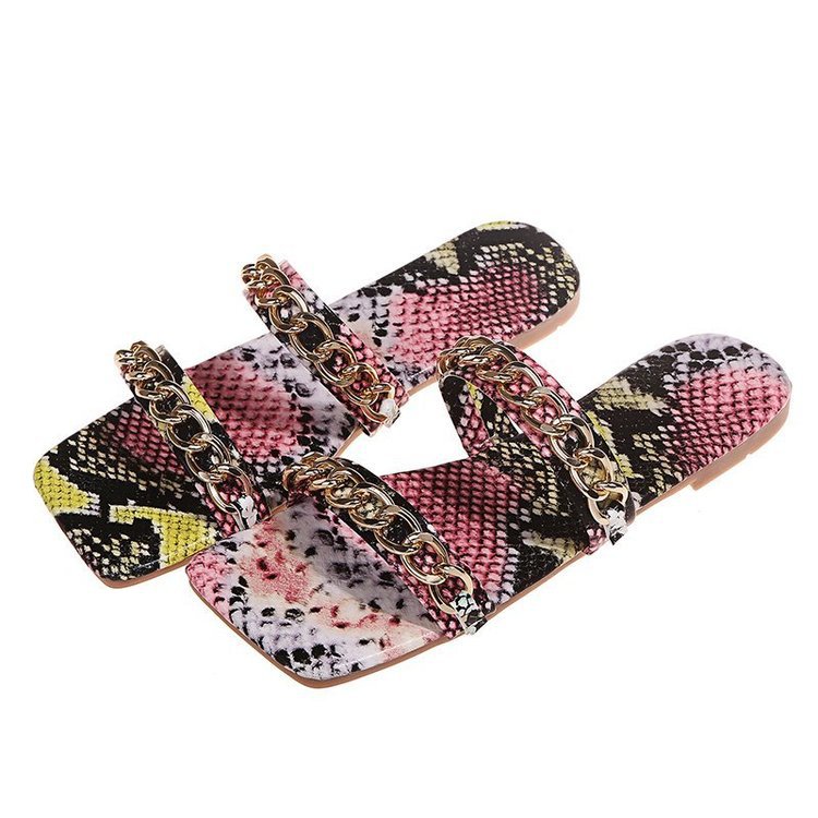 Metal Color Snake Pattern Color Matching Slippers NSJJX67781