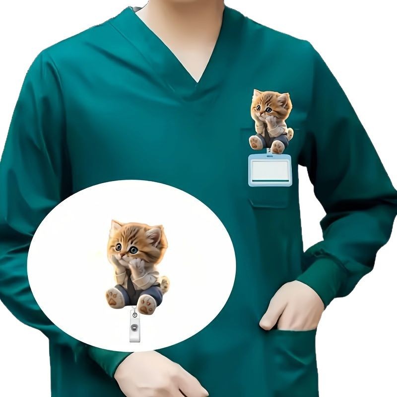 Nuevo acrílico plano transfronterizo para cubrir la cara gato pectoral abrazadera, clip de identificación, abrazadera retráctil fácil de tirar