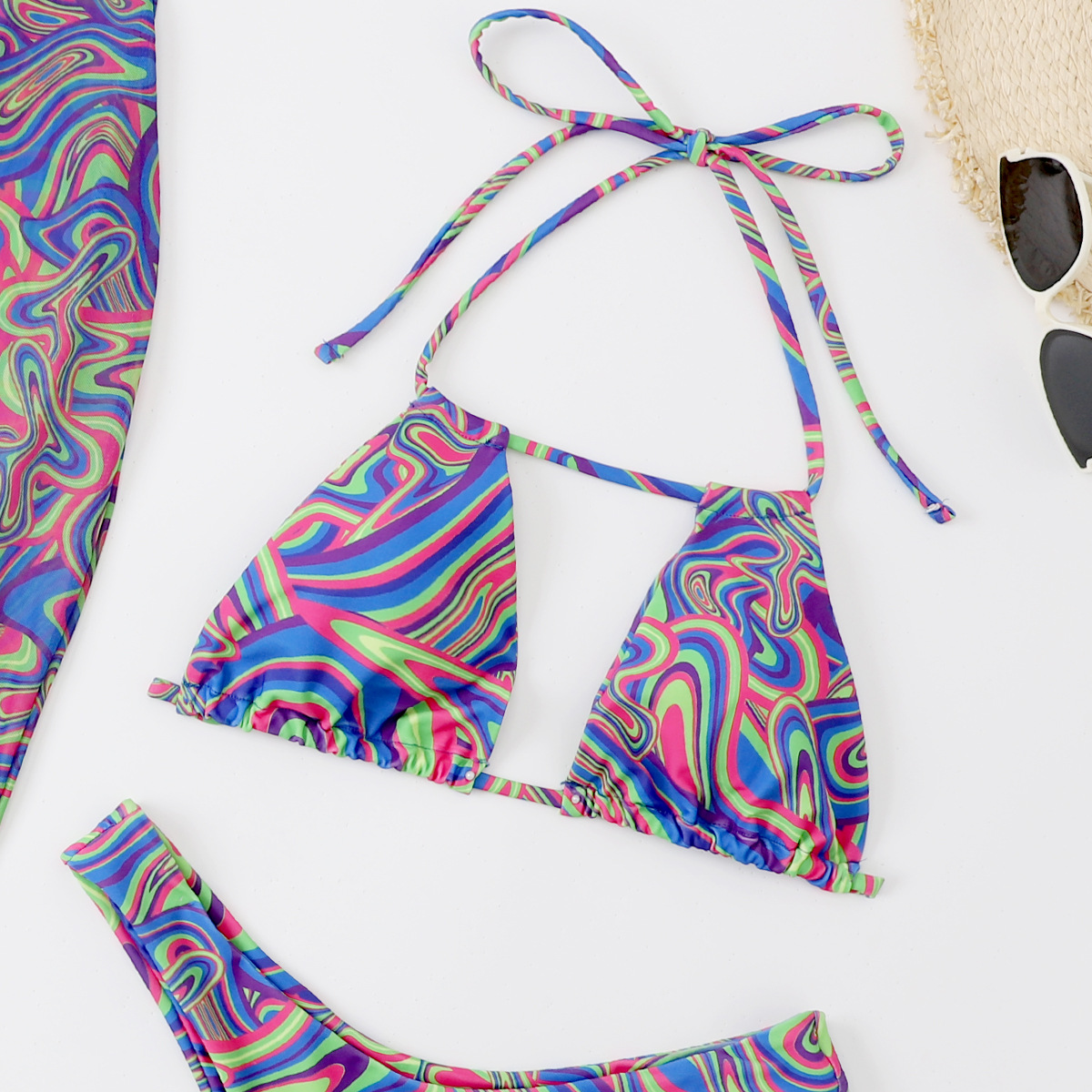 2022 AliExpress Europa y América Comercio exterior nuevo bikini sexy Bikini gasa larga falda de tres piezas traje de baño