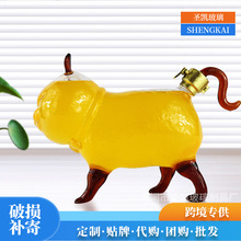 小猫造型高硼硅玻璃泡酒瓶 招财猫泡酒瓶高鹏硅玻璃工艺泡酒瓶