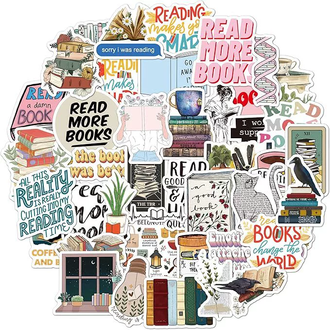 50 наклеек для книг Kindle, наклейки для чтения ноутбуков, прозрачные наклейки для любителей книг