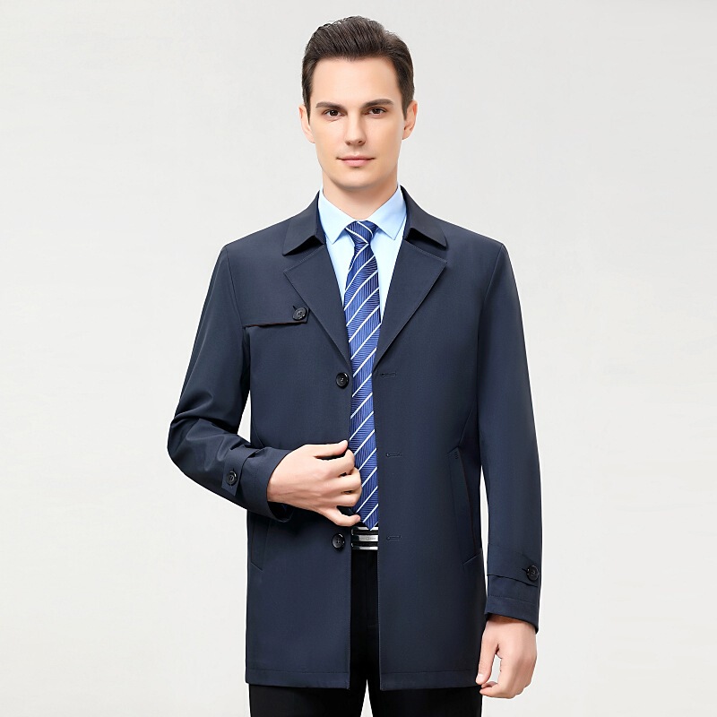 Brand Mulberry silk men's trench coat 2024 spring and autumn business casual non-ironing middle-aged dad jacket thin jacket men Brand Mulberry silk men's trench coat 2024 spring and autumn business casual non-ironing middle-aged dad jacket thin jacket men