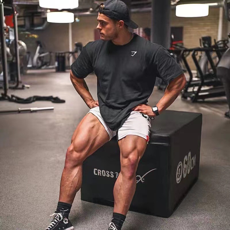 Essential Oversized Fitness Training Short-Sleeved Men's T-Shirt Loose Fit Cotton