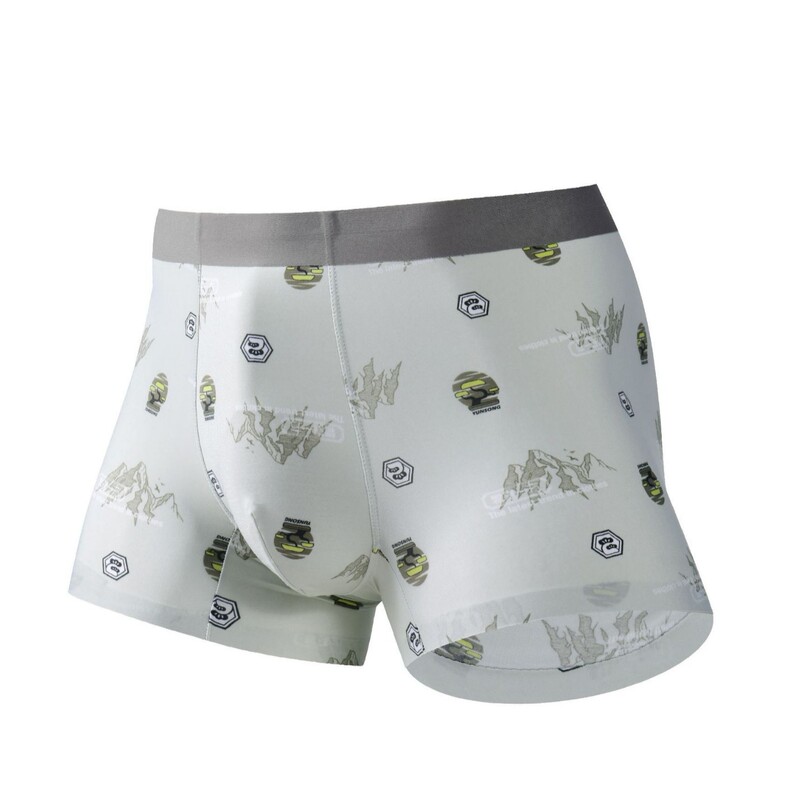 Men's Ice Silk Underwear with Fun Prints, Summer Lightweight Breathable Seamless Mid-Waist 10A Antibacterial Boxer Briefs for Men