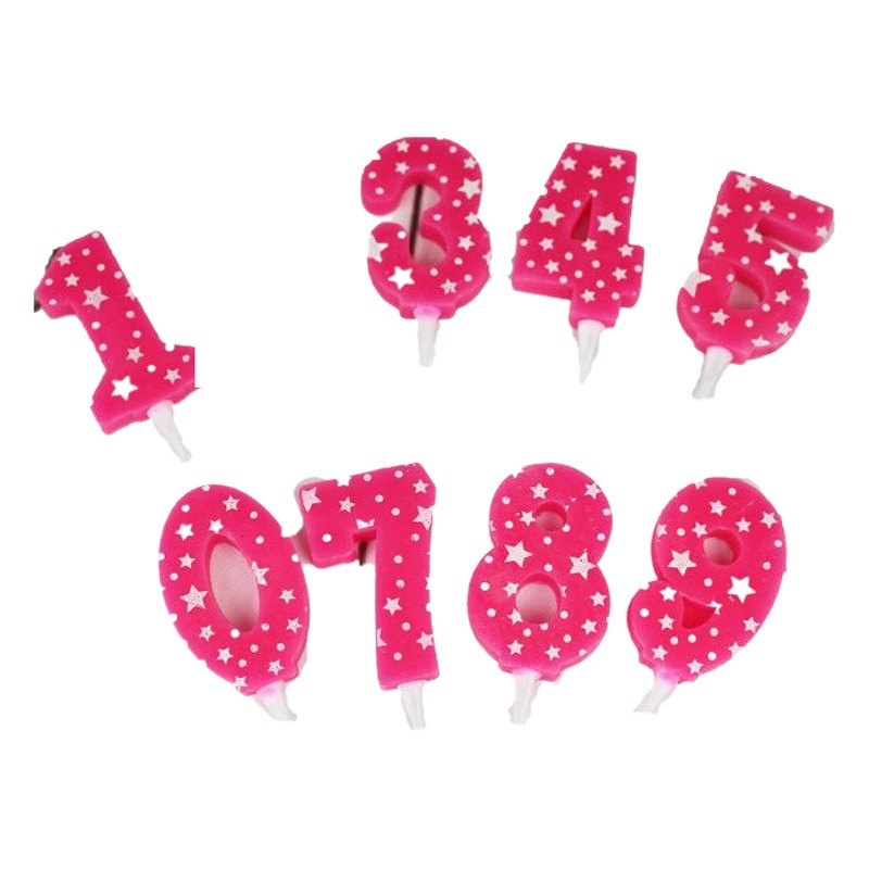 2024 fábrica al por mayor niños y niñas años de edad vela digital 0-9 estrella de cinco puntas Pastel rosa azul digital sin humo vela