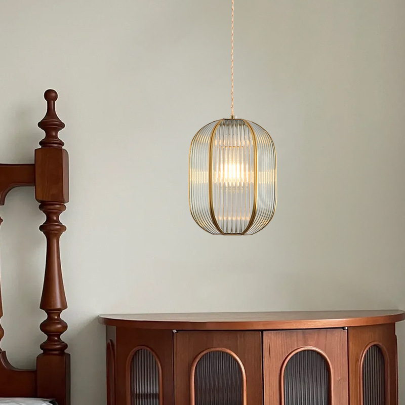 American Retro Tiffany Balcón Lujo ligero Latón Bar Dormitorio Restaurante B & B Vidrio Fruto Línea colgante Candelabro