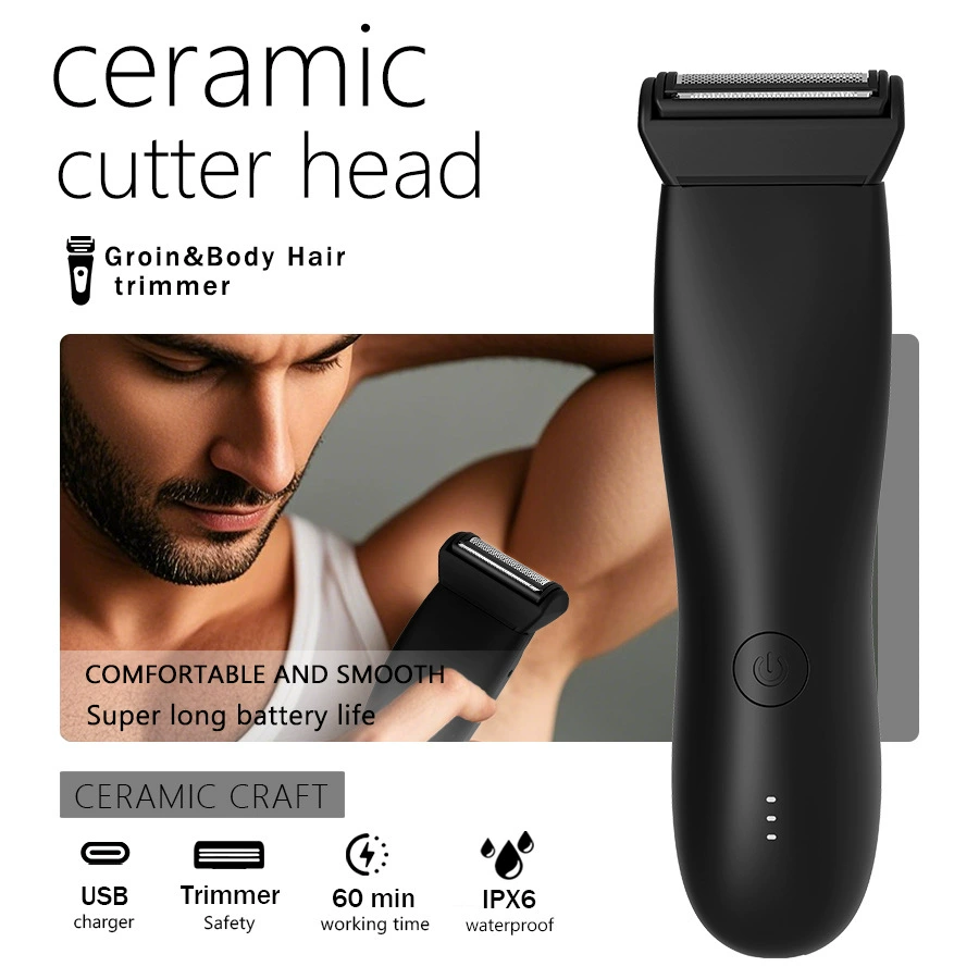 Новая мужская электрическая водонепроницаемая бритва для волос на теле с тонкой головкой для стрижки, подмышками, интимными частями тела, волосами на ногах, триммером для паха