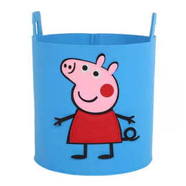 卡通毛毡收纳桶 宝宝玩具脏衣服置物篮 儿童可爱小猪整理袋储物箱