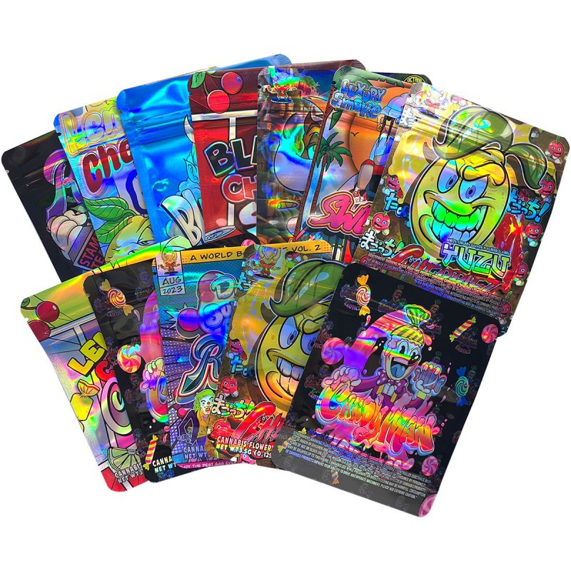 镭射3.5G印刷袋现货卡通糖果袋子跨境外贸包装袋100个一包价