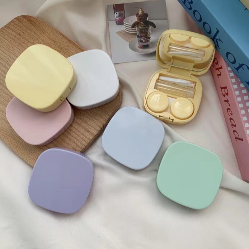 Ins-style Simple Contact Lens Box Portable Compact Leak-proof Contact Lens Box with Mirror Storage Duo Companion Box