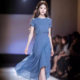 FL240423 Tea Break French Pear-Shaped Figure Elegant Slim Blue Floral Chiffon dress Women's Summer Long Dress