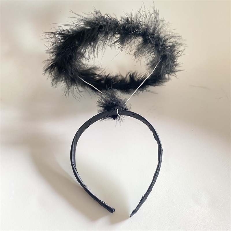 Día del niño rendimiento ángel halo diadema pluma ángel diadema tocado de bola de halloween