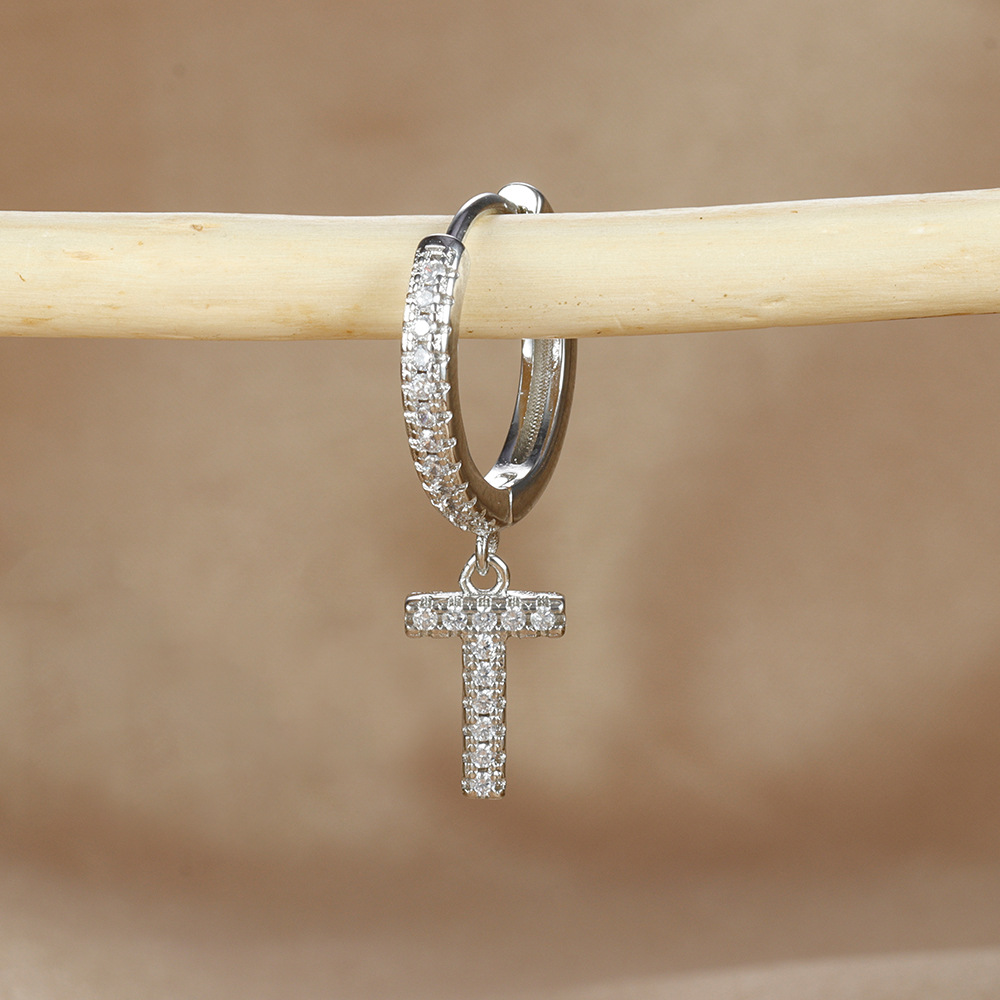 6g Weight Copper Ear Needle Material Zircon Inlay Material Charm Sleeper Hoop Earrings, Drop Earrings Classification 1 Piece Quantity Daily Occasion Copper Material Letter Pattern Unisex Gender Plating Design Casual Style 1 Piece Casual Letter Plating Copper Zircon Drop Earrings 42