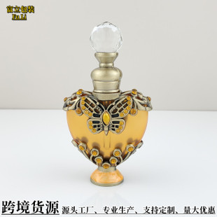 Egyptian perfume bottle Middle East perfume bottle vintage essential oil glass bottle featured metal heart-shaped sub-bottle decoration wholesale