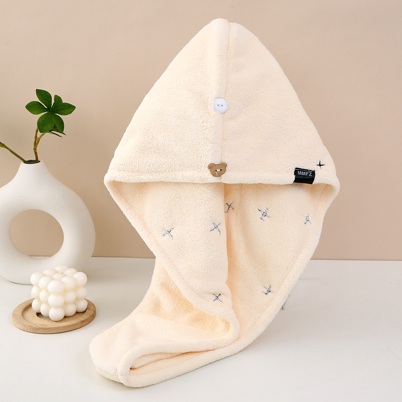 Touca de Banho de Coral Fleece Grossa, Macia, Resistente, Absorvente e de Secagem Rápida - Nova Toalha para Secar Cabelo - Uso Doméstico_voghion.com