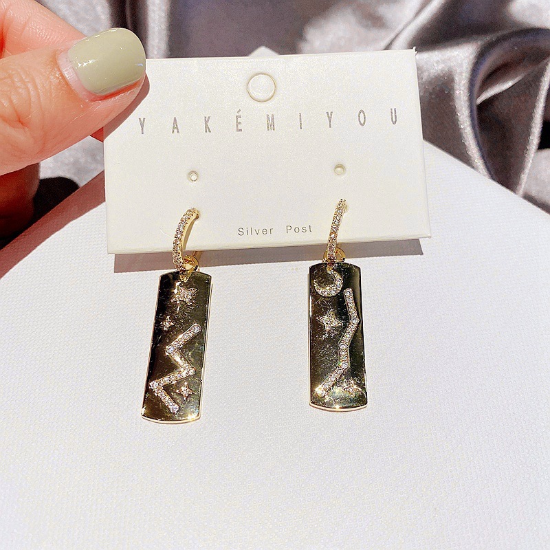 Fashion Star Moon Tag Long Earrings display picture 6