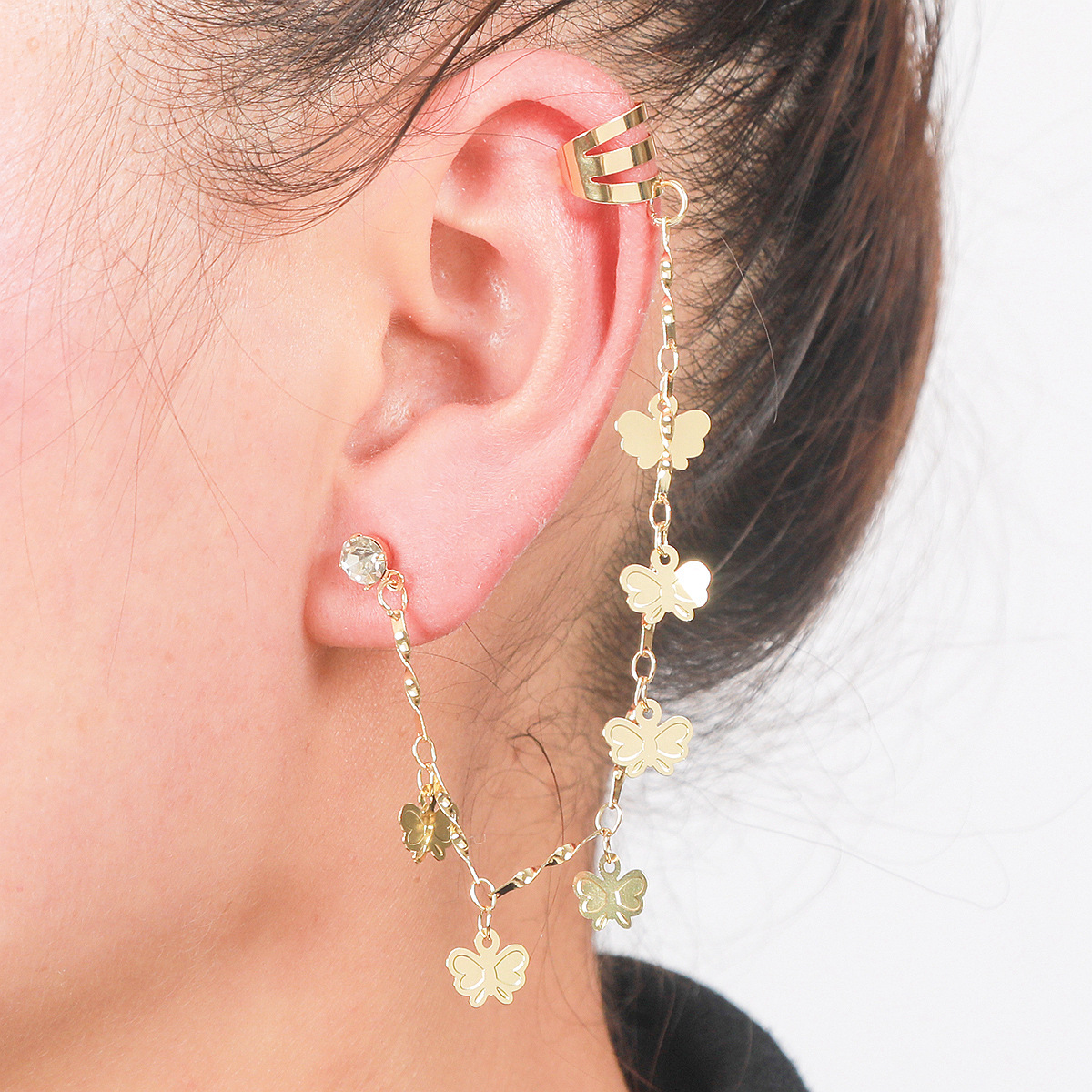 butterfly earrings Summer long exaggerated large cross border earrings High grade metal oil drop butterfly earrings_voghion.com