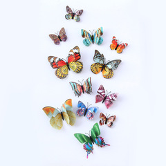 Moonlit Night Glitter Double Layer Simulation Butterfly Set of 12 Creative Home Wall Decor 3D Stereo Simulation Butterfly Sticker