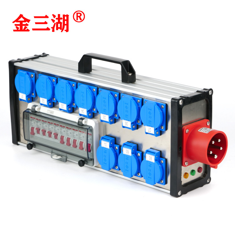 32A 5针进6路16A防水欧式输出配电箱舞台配电盒9路欧规电源直通箱