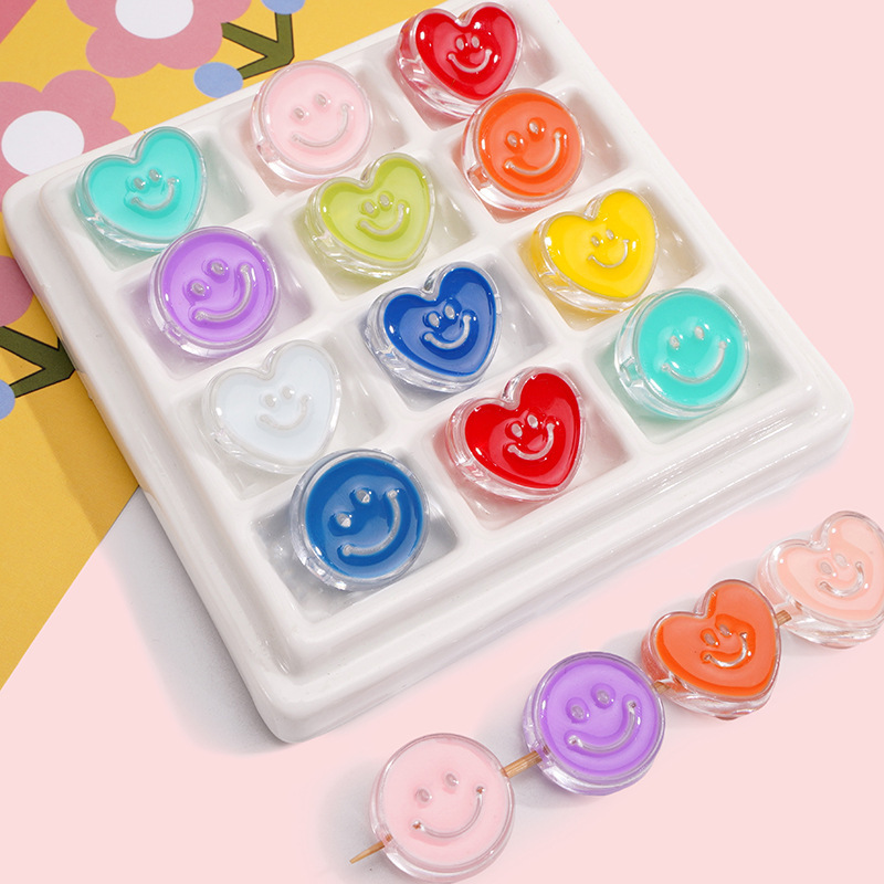 Acrylic love five-pointed star drop oil cartoon beaded material accessories handmade DIY homemade mobile phone case key chain