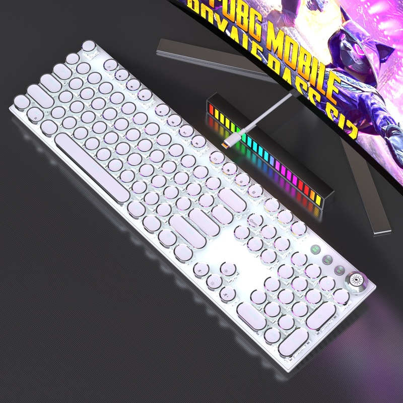 ソースファクトリーパンクスチームレトロ3モードRGB真のメカニカルキーボード競技用プラグイン緑軸コンピュータゲーム|undefined