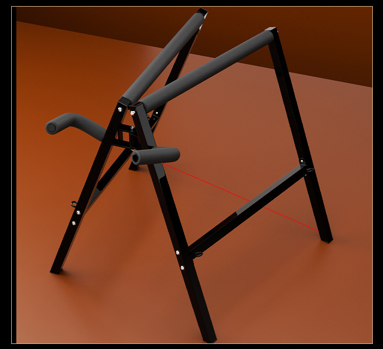 Jiuai SM Sex Positioning Tripod Chair with Handcuffs, Black/Red Adult Furniture Set — detail image 7