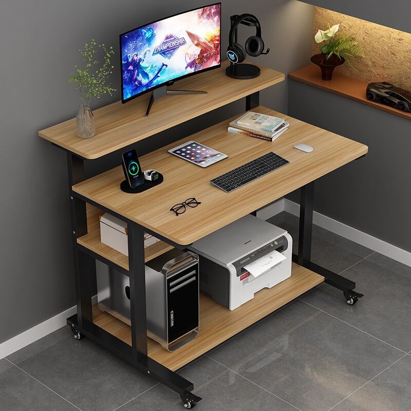 Solid wood printer desk, movable, suitable for small homes, simple desk for rental apartments, small computer table Solid wood printer desk, movable, suitable for small homes, simple desk for rental apartments, small computer table
