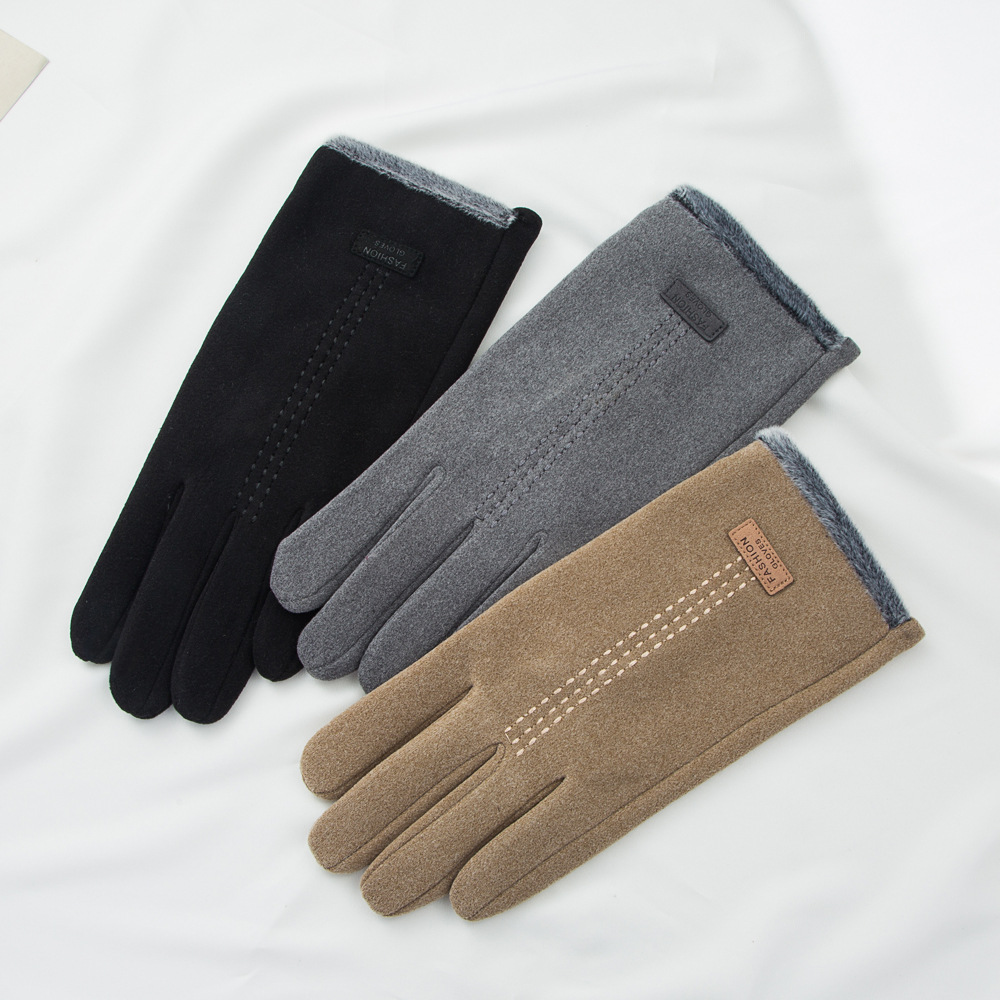 Neue Samthandschuhe Winter Warm Einfarbig Outdoor Reiten Kältebeständige Finger-touchscreen-handschuhe display picture 2