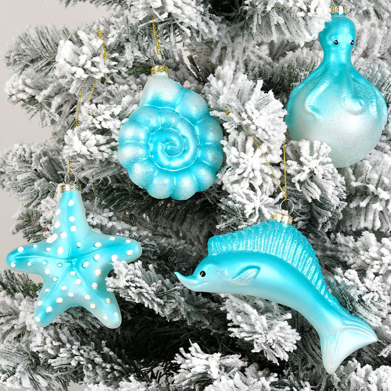 クリスマス装飾品彩色工芸ガラスペンダント海洋シリーズクリスマスツリーペンダント部品ショーウインドーシーン配置|undefined